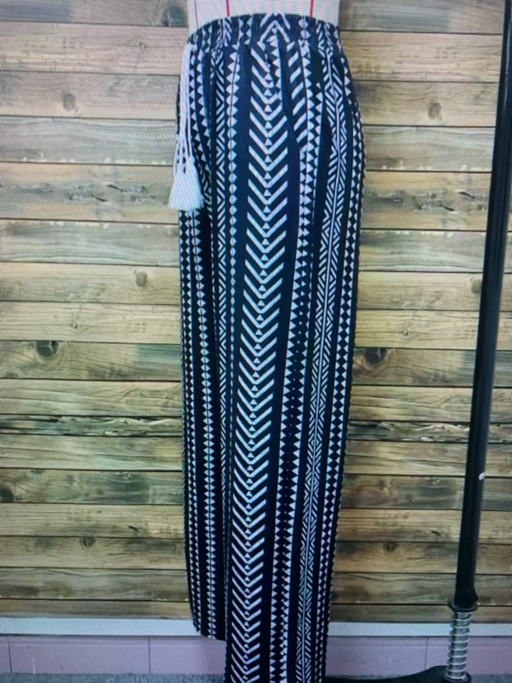 Women's Navy and White Patterned Wide-Leg Pants - Picture 2 of 5